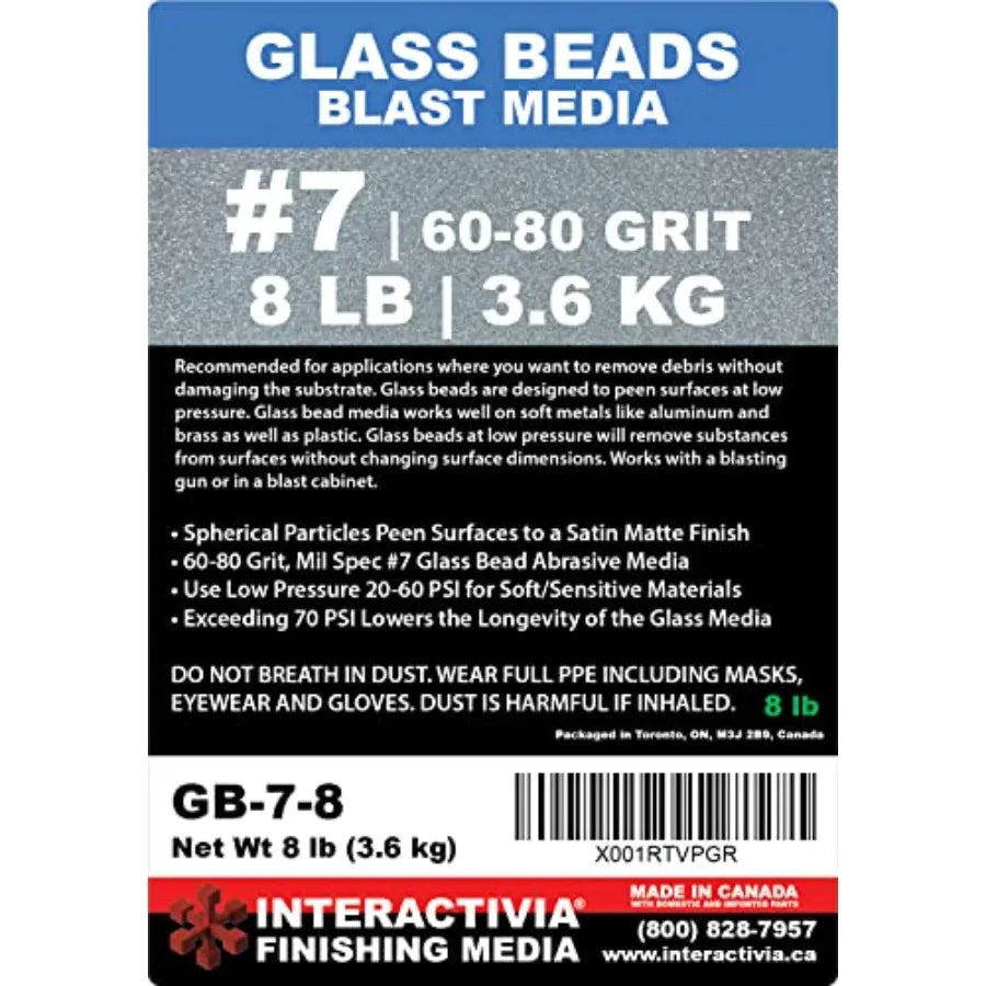 #7 Glass Beads - 8 lb or 3.6 kg - Sand Blasting Abrasive Media Medium 60-80 Mesh or Grit