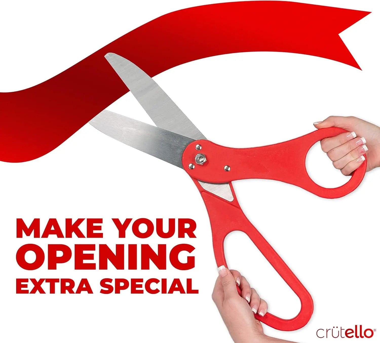 Giant Ribbon Cutting Ceremony Kit - 20" Red Scissors, 30ft Ribbon, 10ft Banner, 20 Balloons