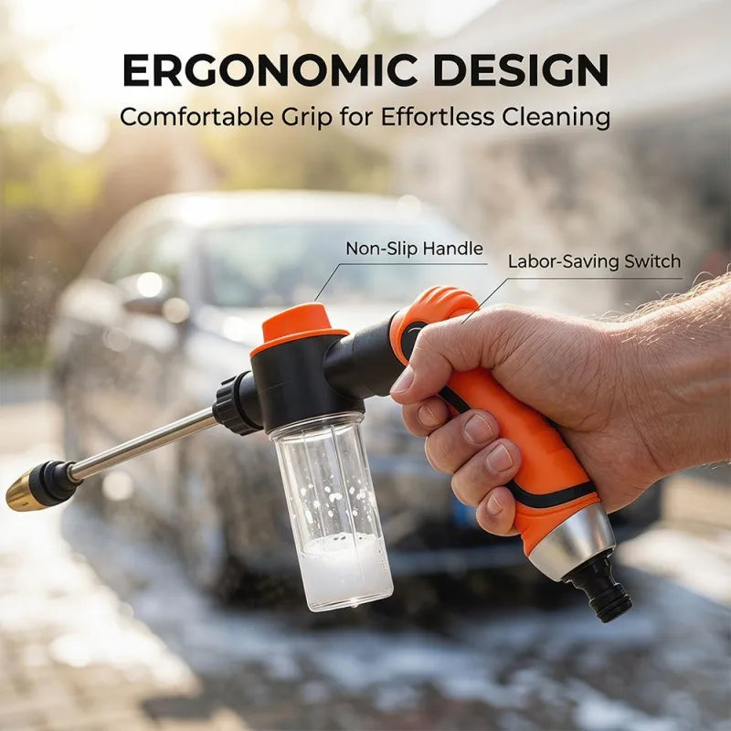 Multi-functional Garden Water Gun Hose Nozzle Long Rod Watering Irrigation Spray Guns High-pressure Foam Kettle Car Washing Gun