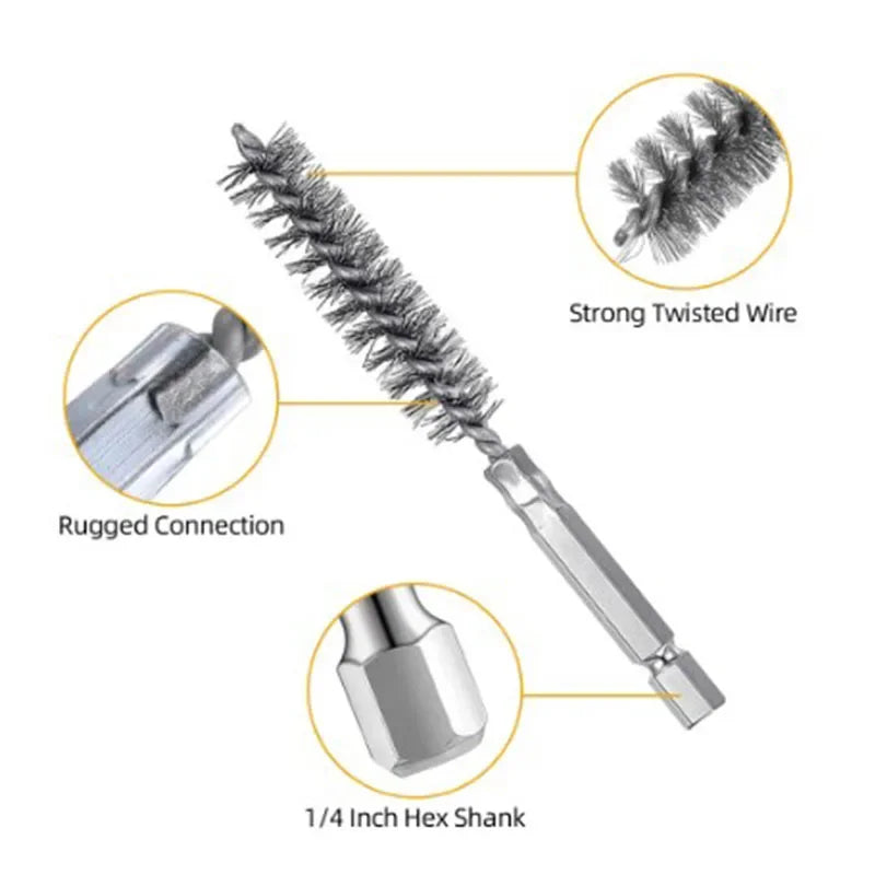 New 6 Pcs 8-19mm Wire Tube Machinery Cleaning Brush Rust Cleaner Washing Polishing Tools for Automotive Manufacturing Processing