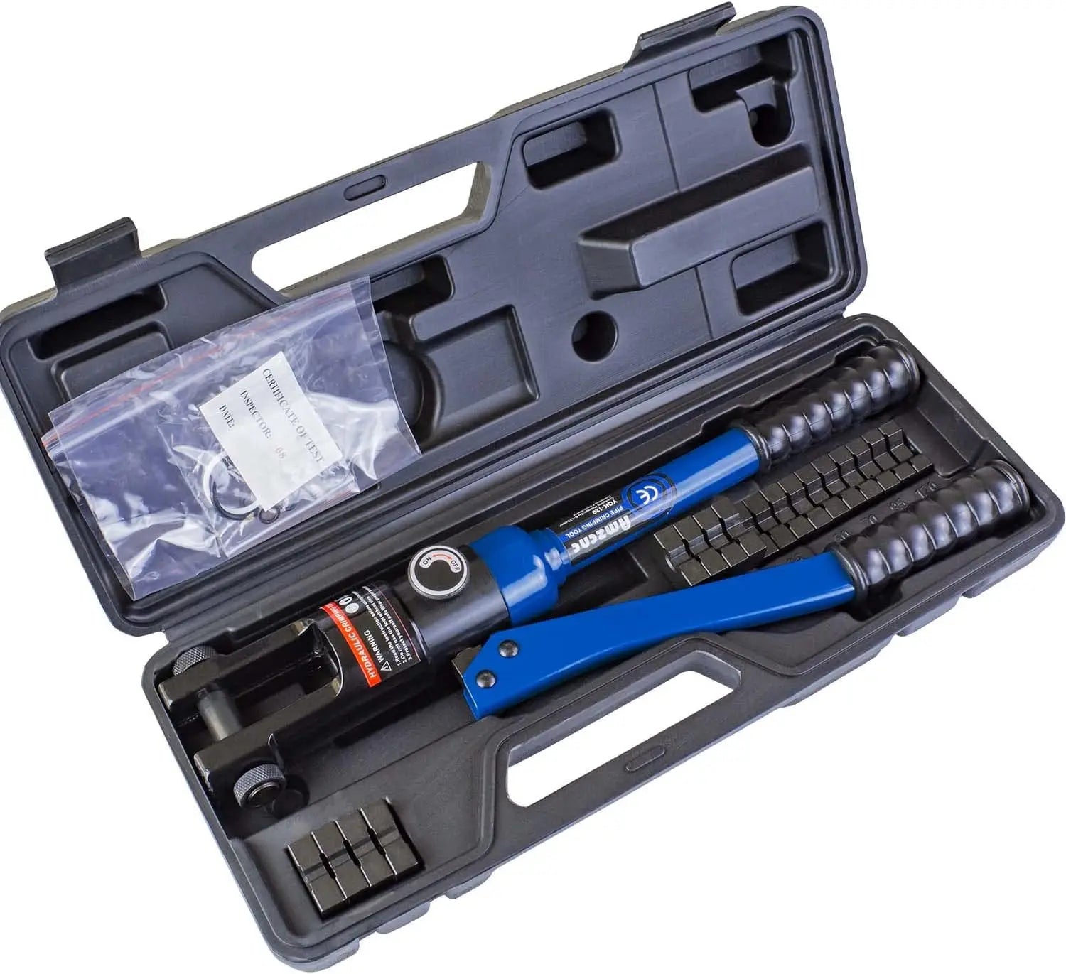 12 Ton Hydraulic Crimping Tool with 9 Standard Dies, Crimps 8AWG to 4/0 AWG, Hardened Steel Construction for Durability