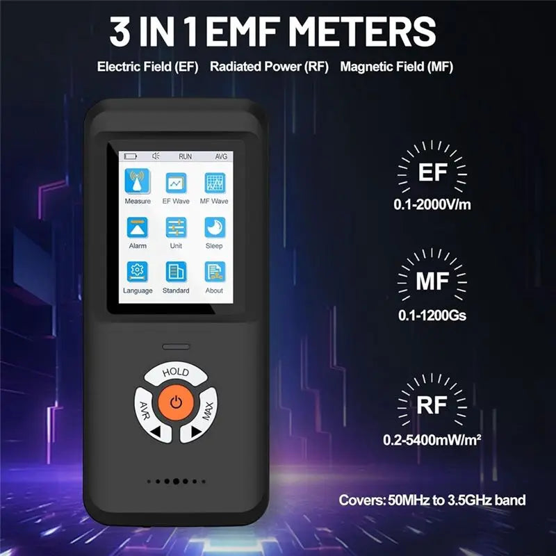 ABZZ-EMF Meter, Rechargeable Digital Electromagnetic Field Radiation Detector Hand-Held Digital LCD EMF Detector