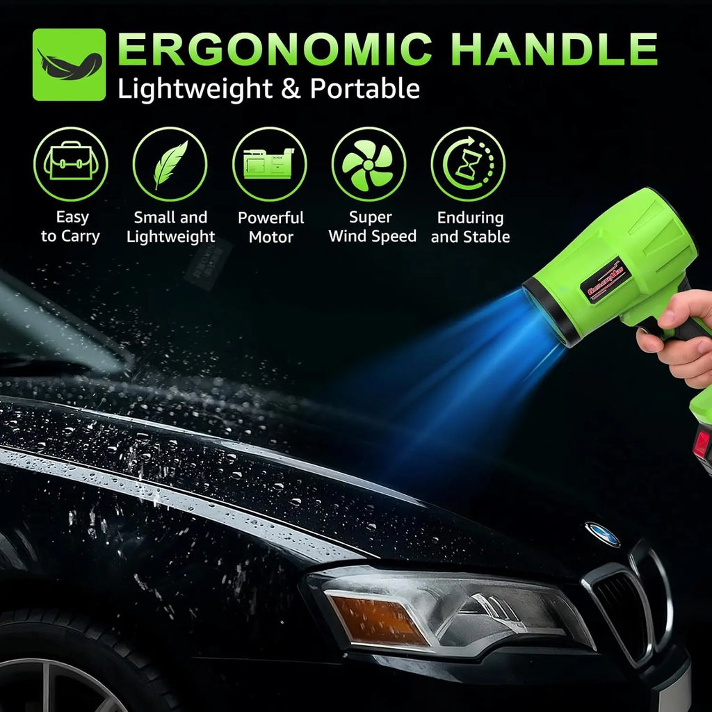 980,000RPM Cordless Leaf Blower, 2 Batteries, Adjustable Speed, Lightweight, Handheld Turbo Jet for Patio, Lawn, Yard