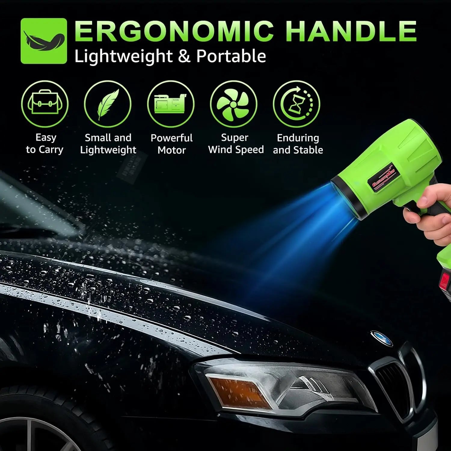 980,000RPM Cordless Leaf Blower, 2 Batteries, Adjustable Speed, Lightweight, Handheld Turbo Jet for Patio, Lawn, Yard
