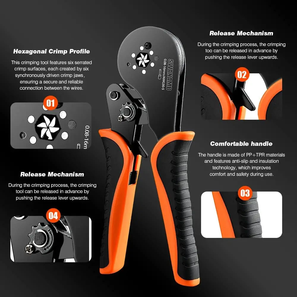 Self-Adjusting Wire Ferrule Crimper Kit with 1800 Terminals for AWG30-5 Range