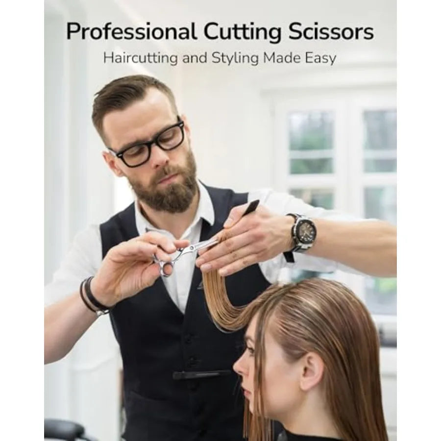 Professional Hair Cutting Scissors 6.7", Japanese 440C Stainless Steel, Barber Shears with Adjustable Tension Screw, Ergonomic