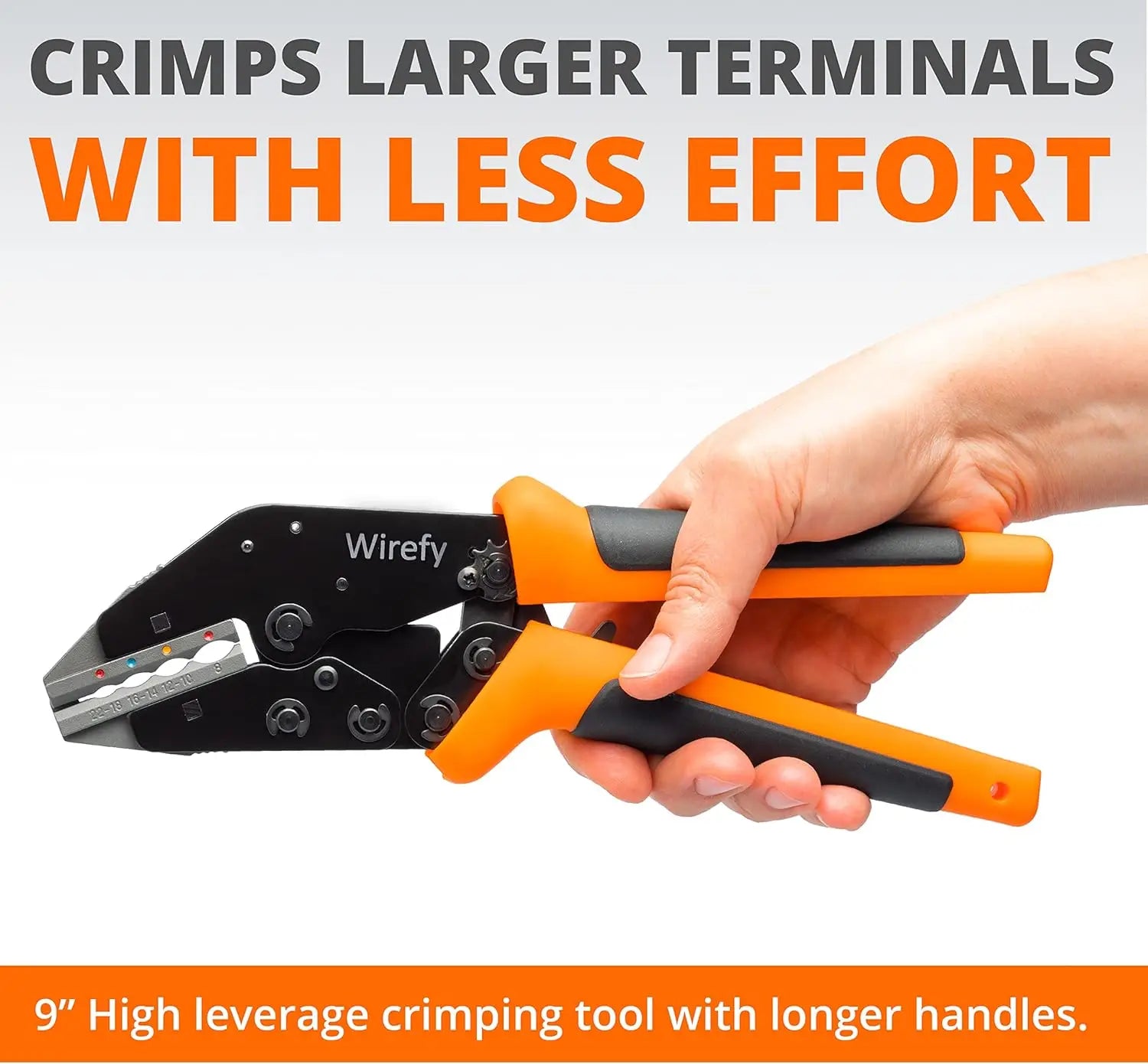 Professional Ratcheting Wire Crimper Kit with 9 Interchangeable Dies for Various Terminals and Connectors