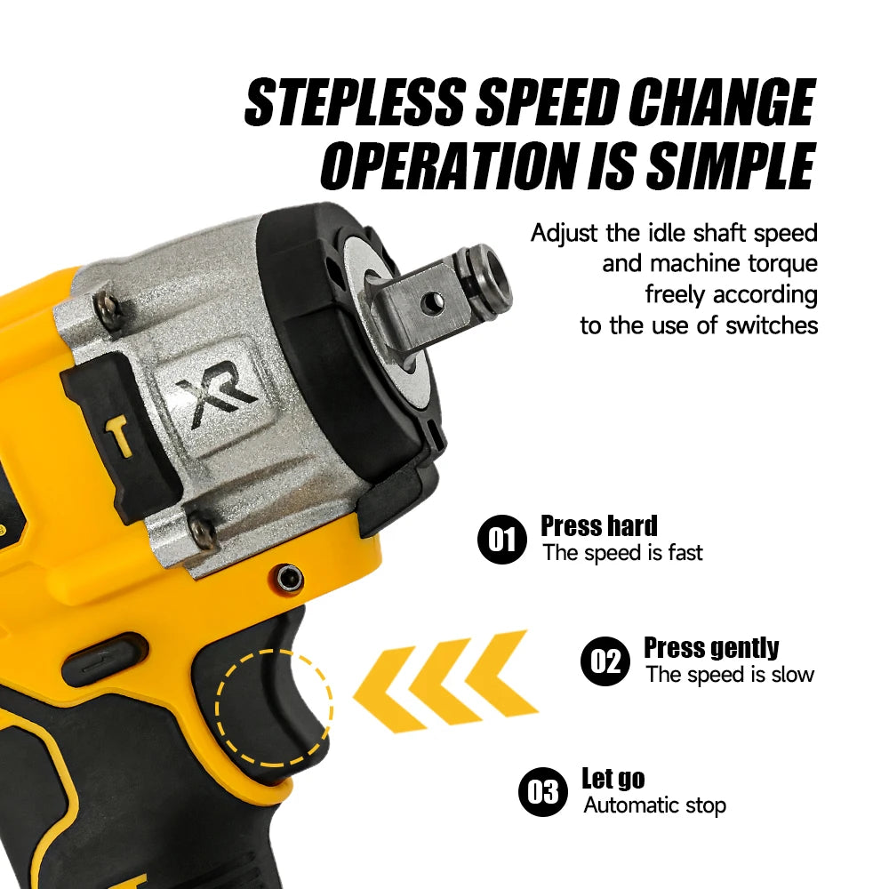 M-WALK 300N.M Brushless Electric Impact Wrench 3000RPM Cordless Wrench Screwdriver 1/2Inch Power Tool For Dewalt 20V Battery Pin