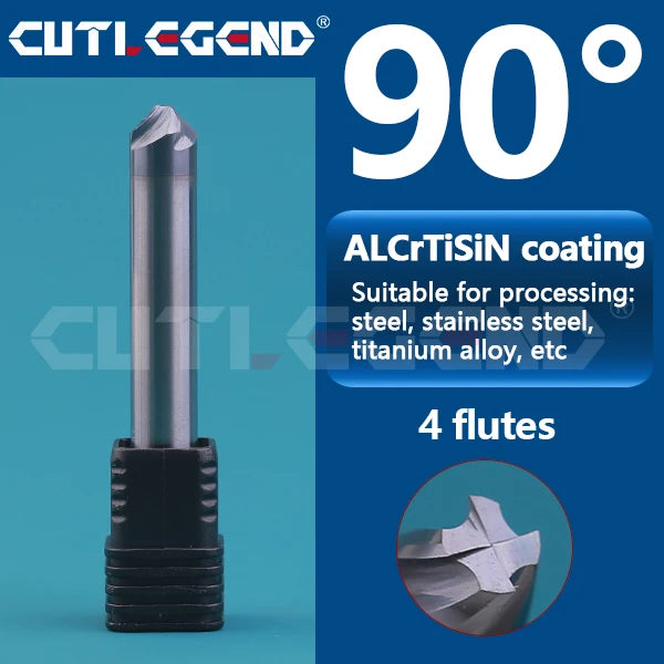 30 60 90 120 Degree 4 Flutes Chamfer Milling Cutter Spiral Carbide Corner Countersink Chamfering Mill Deburring Edges For Steel