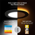 12 Pack 4" 5CCT Ultra-Thin LED Recessed Light with Night Light, 9W=75W, 750LM, Dimmable, Black Trim