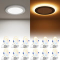 12 Pack 6 Inch Recessed Light with Night Light, 5CCT Selectable 2700K-5000K, 12W=130W, 1080LM Dimmable, ETL Listed