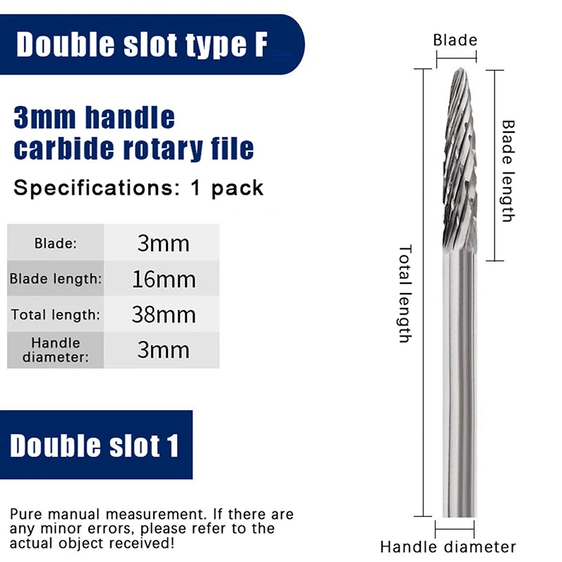 1PCS Tungsten Carbide Rotary File Hard Alloy Rotary Bur Drill Bit 3mm Shank Engraving Cutter Grinding Head For Metal And Plastic