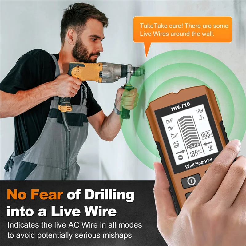 AED5-Wall Metal  Depth Wall Stud Finder Metal Wood Studs AC Voltage Live Wire Detect Wall Scanner Electric Box Finder