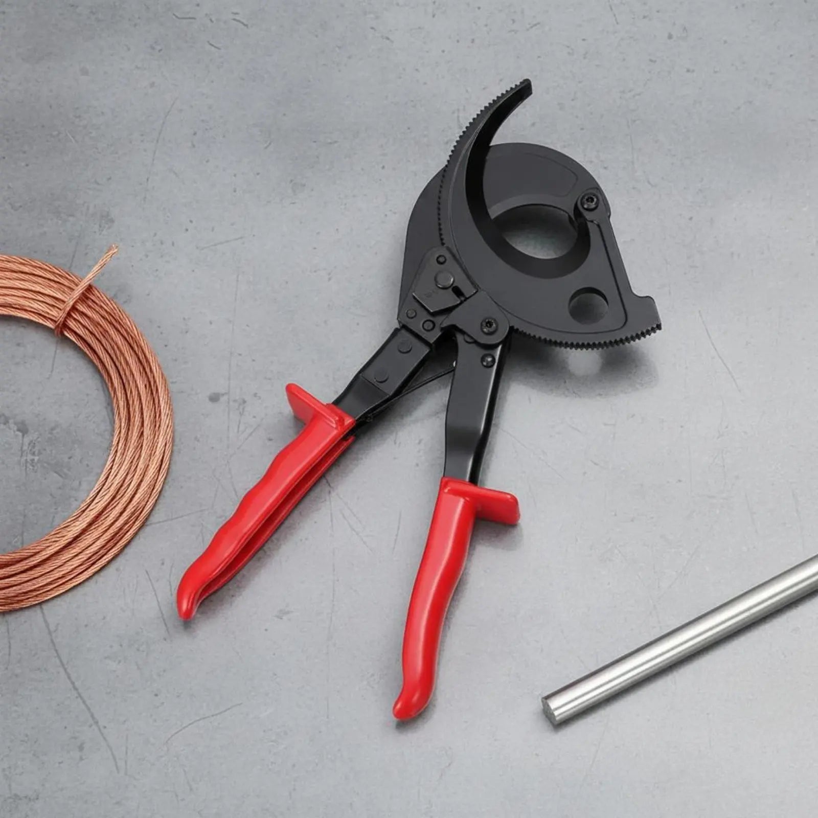 Ratcheting Cable Cutter Quick Release Heavy Duty Cable Shear Heavy-Duty Wire Cutter Non-Slip Grip Industrial Wire Cutting Tool