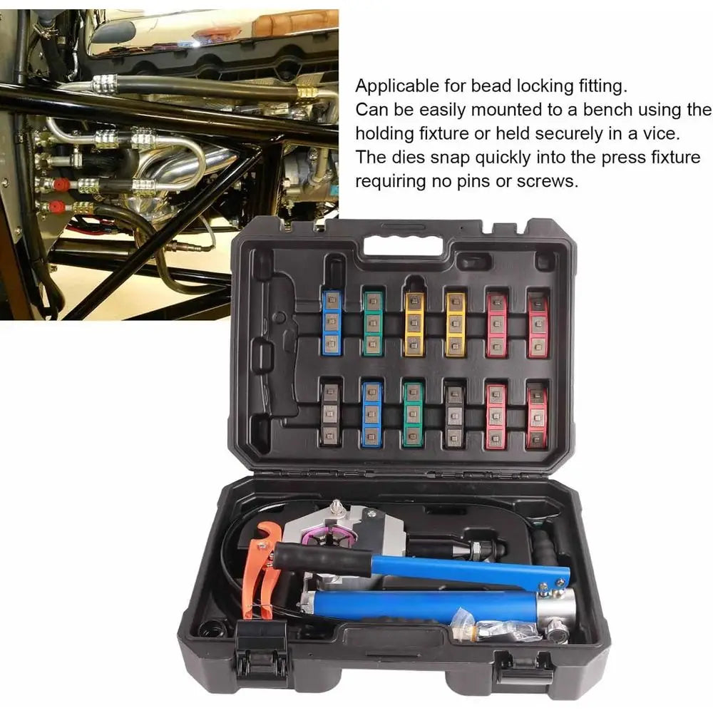 Portable Manual Air Crimping Tool Kit for Auto A/C Hoses with Storage Box