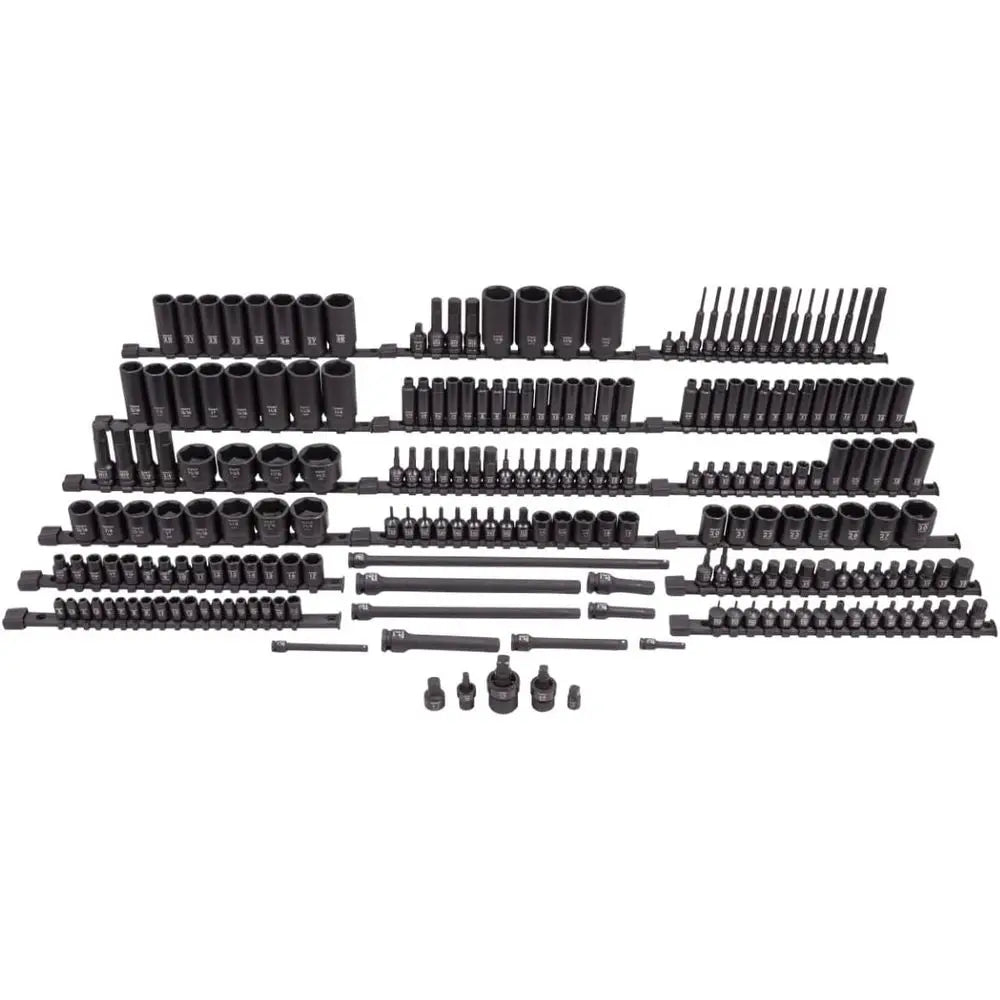 6 Point Stand & Deep Socket Set, 222-Piece, 1/4, 3/8 & 1/2 Drive, SAE & Metric, Star, Triple Square, Hex Bit