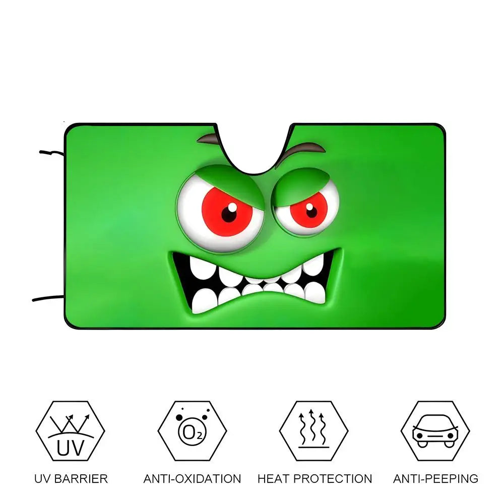 Green Emoji Sun Visor Car sunshades, windshield sun visors, sun protection sunshades, novel car gifts.