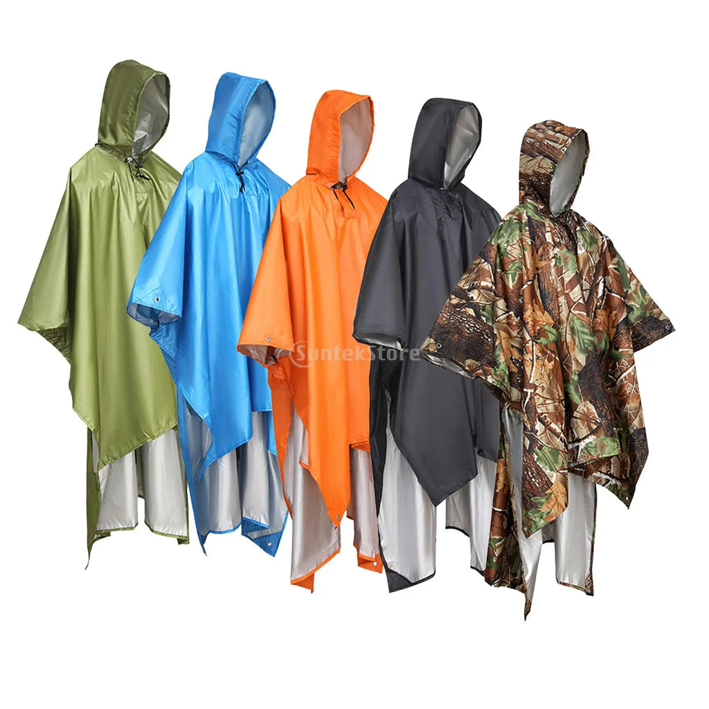 Rain Poncho Coat Reusable Tarp Lightweight Shelter for Adult Unisex Outdoor Multipurpose Multifunction Backpack Hiking