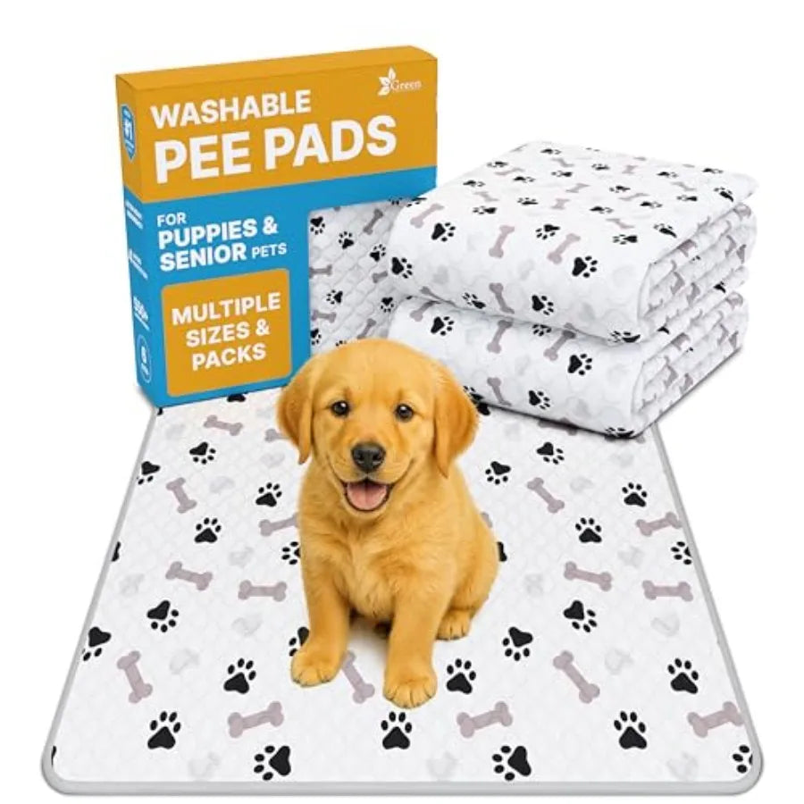 GREEN LIFESTYLE Washable Pee Pads for Dogs - Waterproof Reusable Puppy Pads with Anti-Slip Backing Pet Training Pad for Puppy P