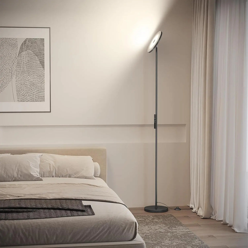 Modern LED Floor Lamp with Remote Control, 69" Tall Stepless Dimmable Standing Light for Living Room