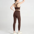 Classic women's yoga suit 2 piece set cross sling bra vest, butter touch stretch leggings gym workout dance sports suit