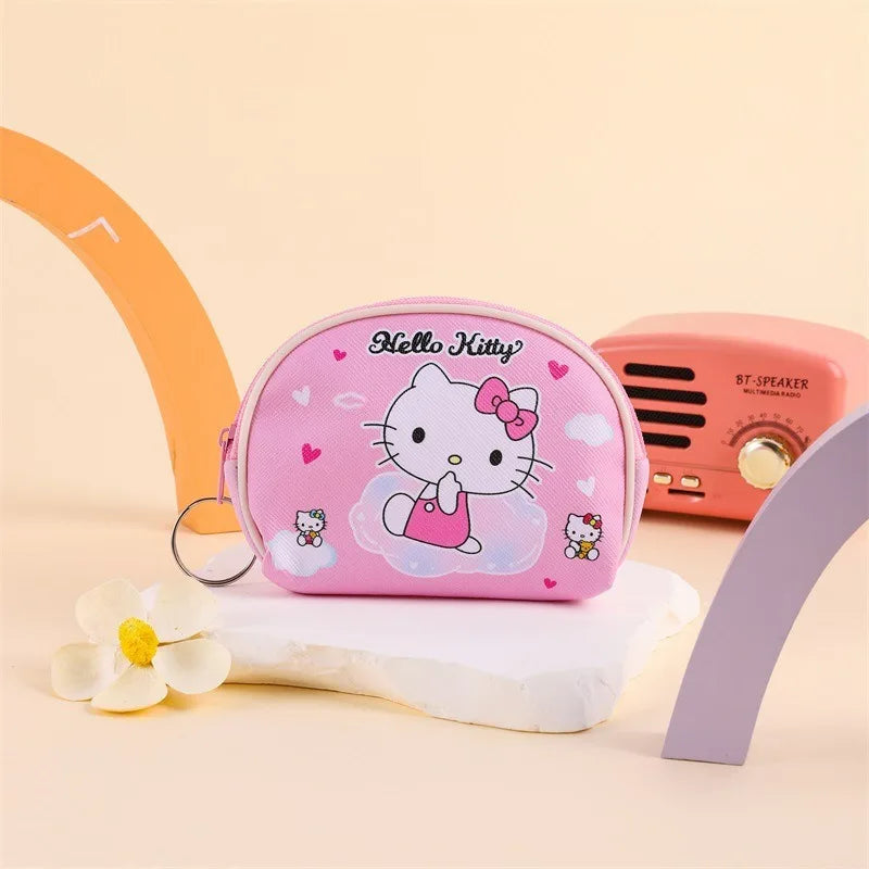 Sanrio Coin Purse Featuring Hello Kitty and Kuromi A Cute Storage Wallet with A Keychain New Stylish Outdoor Portable Clutch Bag