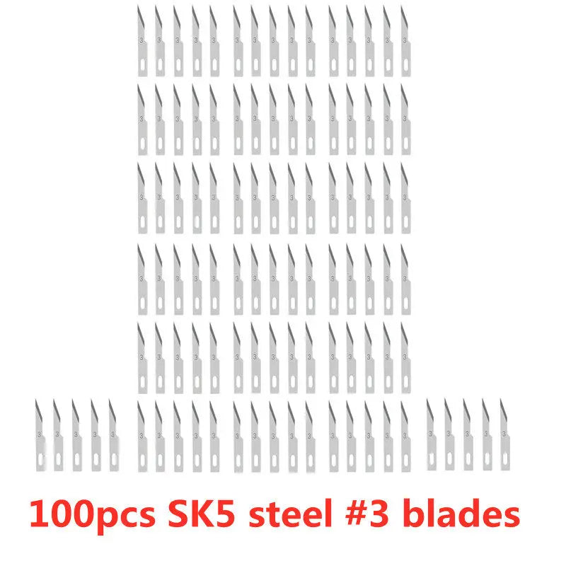 100pcs Engraving Non-Slip Metal Knife Blades Cutter Craft Knives for Mobile Phone PCB Repair Hand Tools Accessories