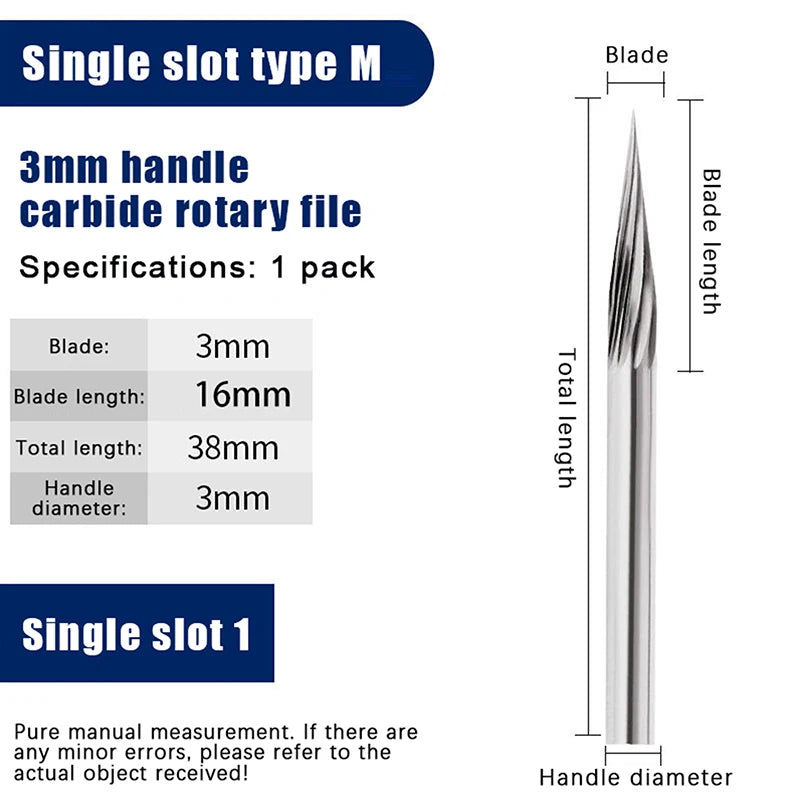 1PCS Tungsten Carbide Rotary File Hard Alloy Rotary Bur Drill Bit 3mm Shank Engraving Cutter Grinding Head For Metal And Plastic