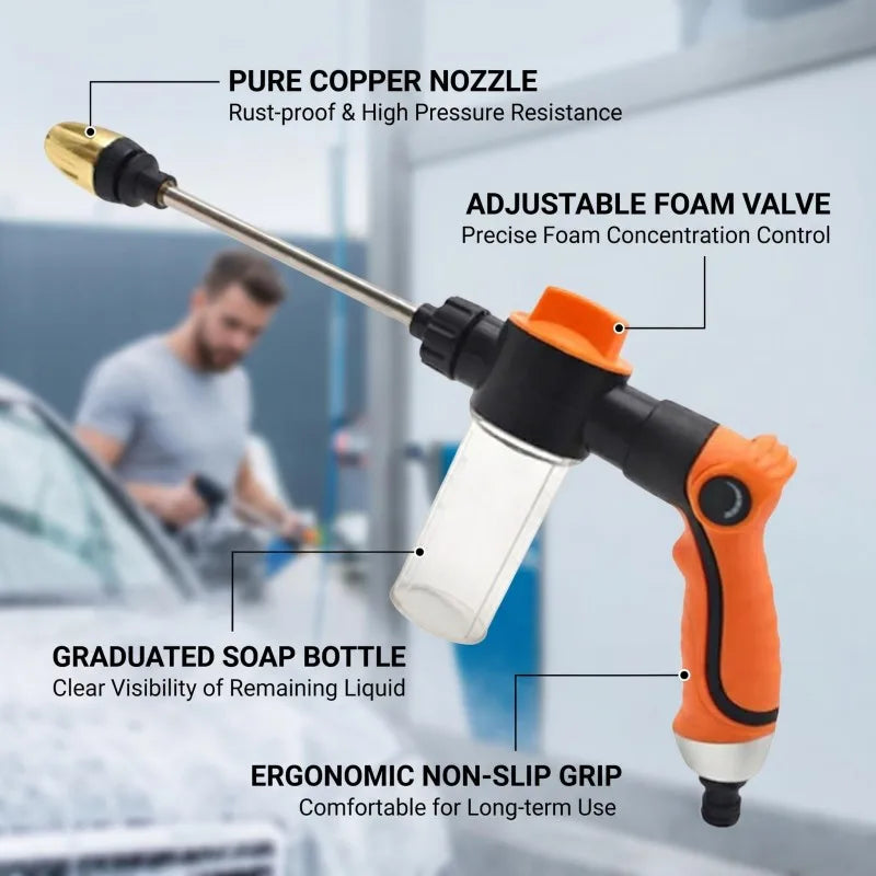 Multi-functional Garden Water Gun Hose Nozzle Long Rod Watering Irrigation Spray Guns High-pressure Foam Kettle Car Washing Gun