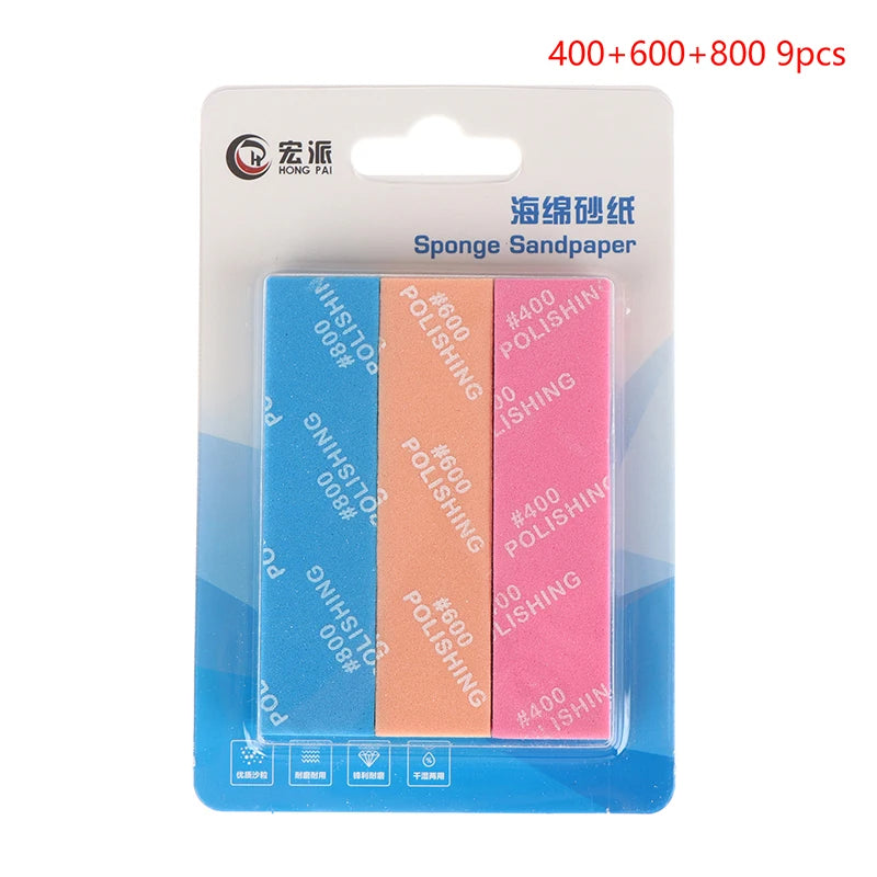 9pcs MS-E400-2000 Semi-rigid Sanding Sticks for Model Making Tools Plastic Model Polishing Rod Hobby DIY Craft