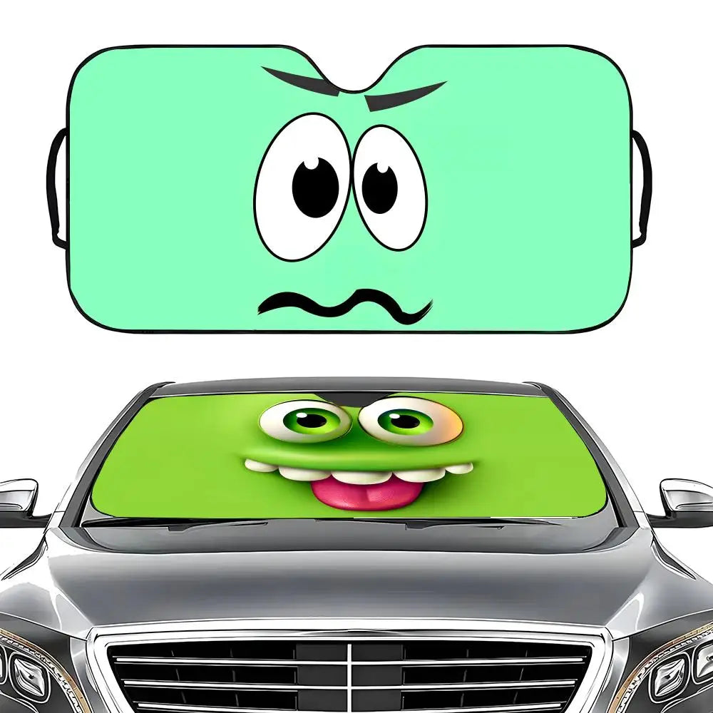 Green Emoji Sun Visor Car sunshades, windshield sun visors, sun protection sunshades, novel car gifts.