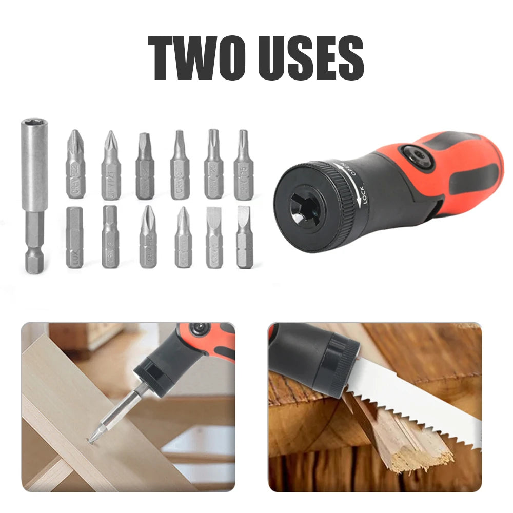 19Pcs Saber Saw Set Multifunctional Handle Fits Reciprocating Saw Blades & Screwdriver Bits Cutting Tool for Wood Plastic Pipe