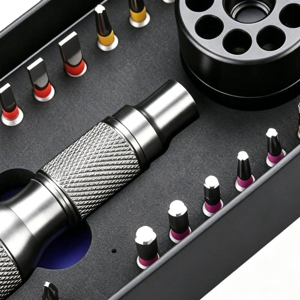 Electric Screwdriver Bits 22 Pieces Magnetic Drilling Tips With Storage Base Ergonomic Handle Driver Bit Set For Electronics
