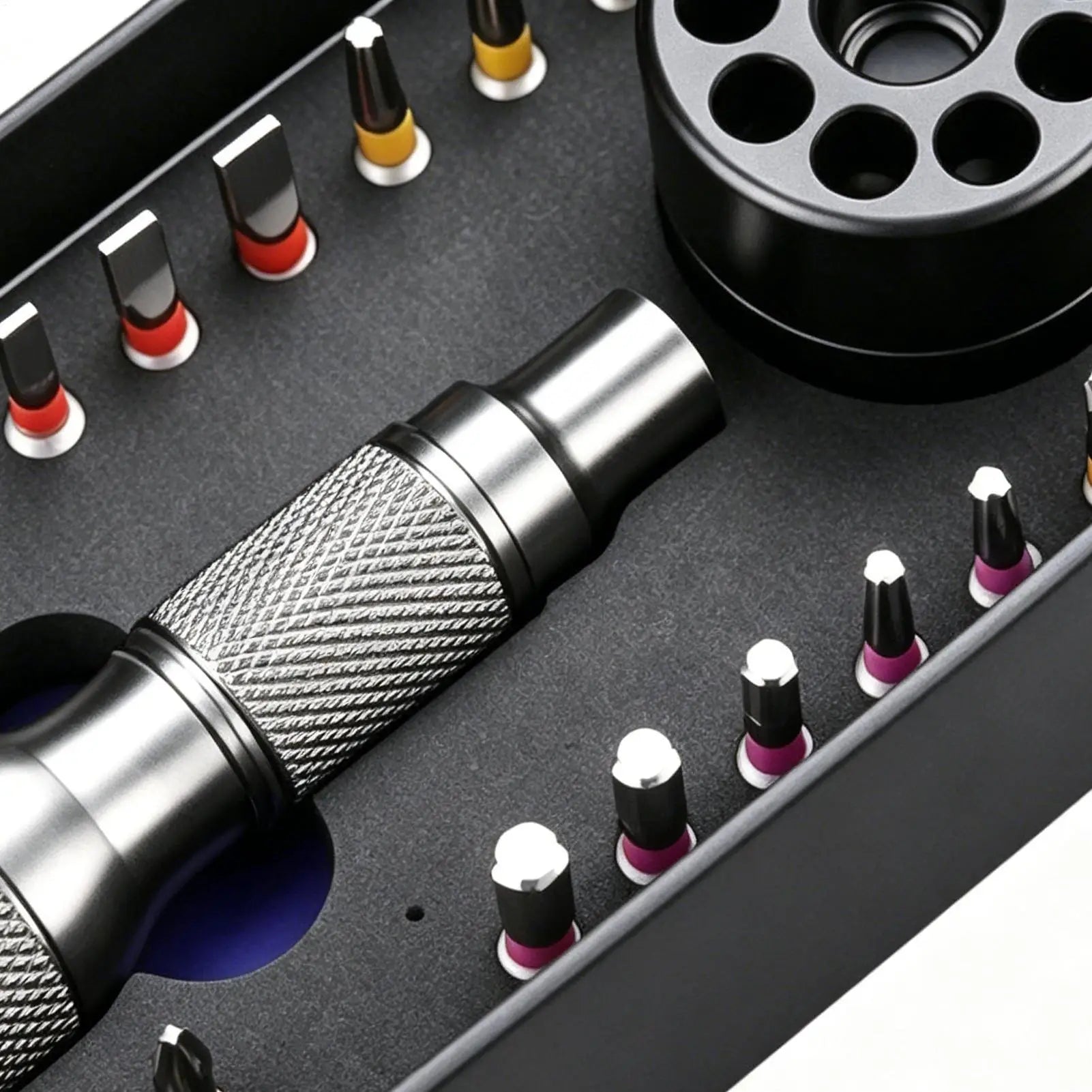 Electric Screwdriver Bits 22 Pieces Magnetic Drilling Tips With Storage Base Ergonomic Handle Driver Bit Set For Electronics