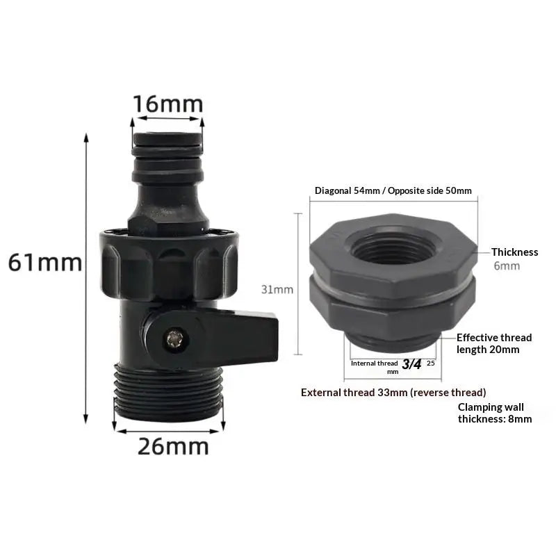 PVC Rain Bucket Valve Fittings Kit 3 4 Inch Diverter Connector for Efficient Water Storage in Garden Backyard