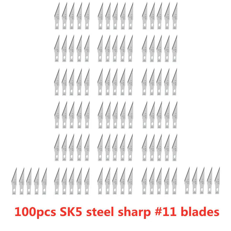 100pcs Engraving Non-Slip Metal Knife Blades Cutter Craft Knives for Mobile Phone PCB Repair Hand Tools Accessories