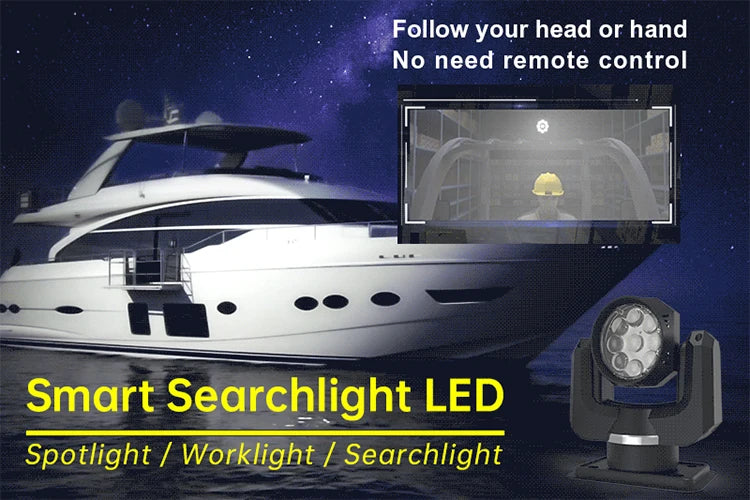 Follow Your Head 90W LED High Power Marine Searchlight With Smart Tech. Remote Control Marine Boat LED Moving Head Spotlight