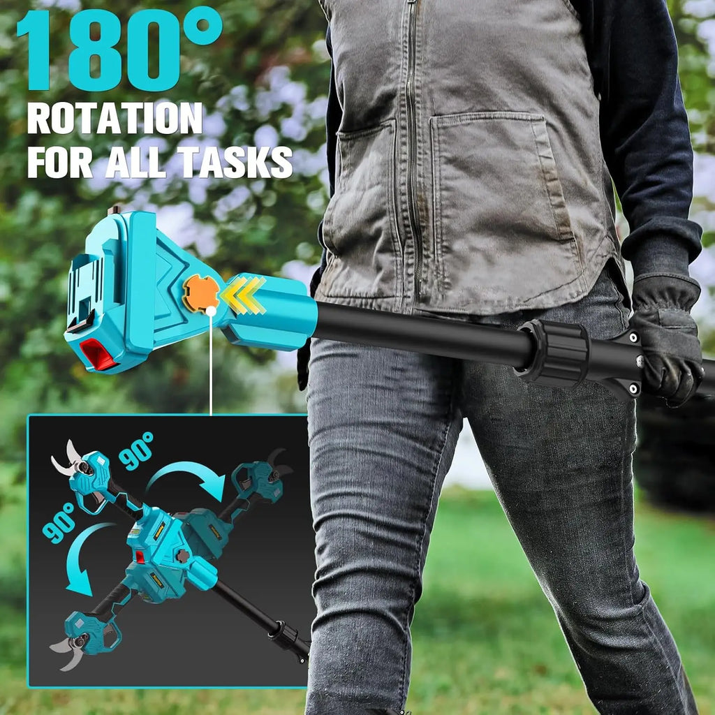 2 in 1 Brushless Pole Electric Pruning Shears with 2 Batteries, 13 Ft Reach, 0.8-2 Inch Cut