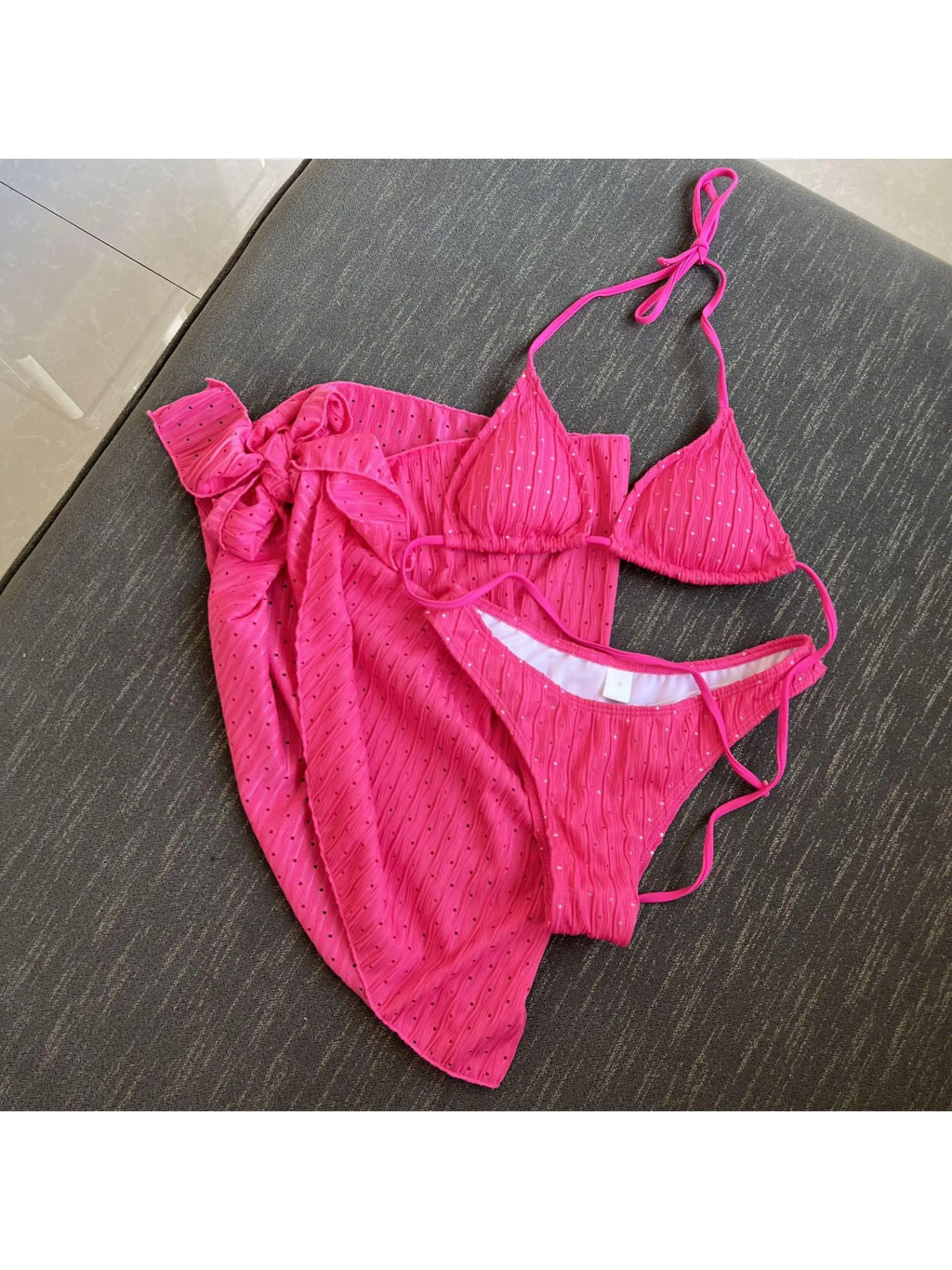 Dstring Tieside Teepiece Bikini Bal Swimsuit Polyester Material with Chest Pad No Steel Support e Design