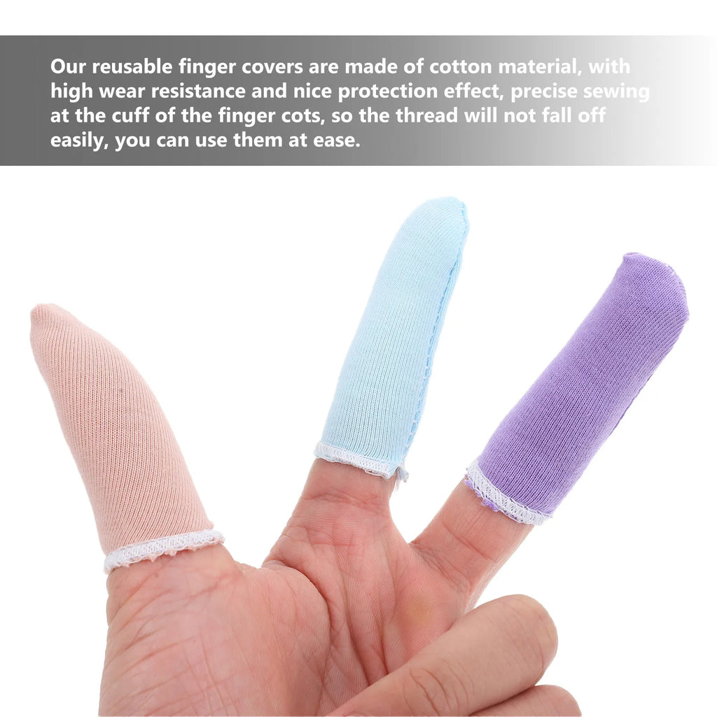 100Pcs Protective Finger Covers Cotton Finger Protectors Breathable Wear Resistant Gloves for Working Craft Gardening