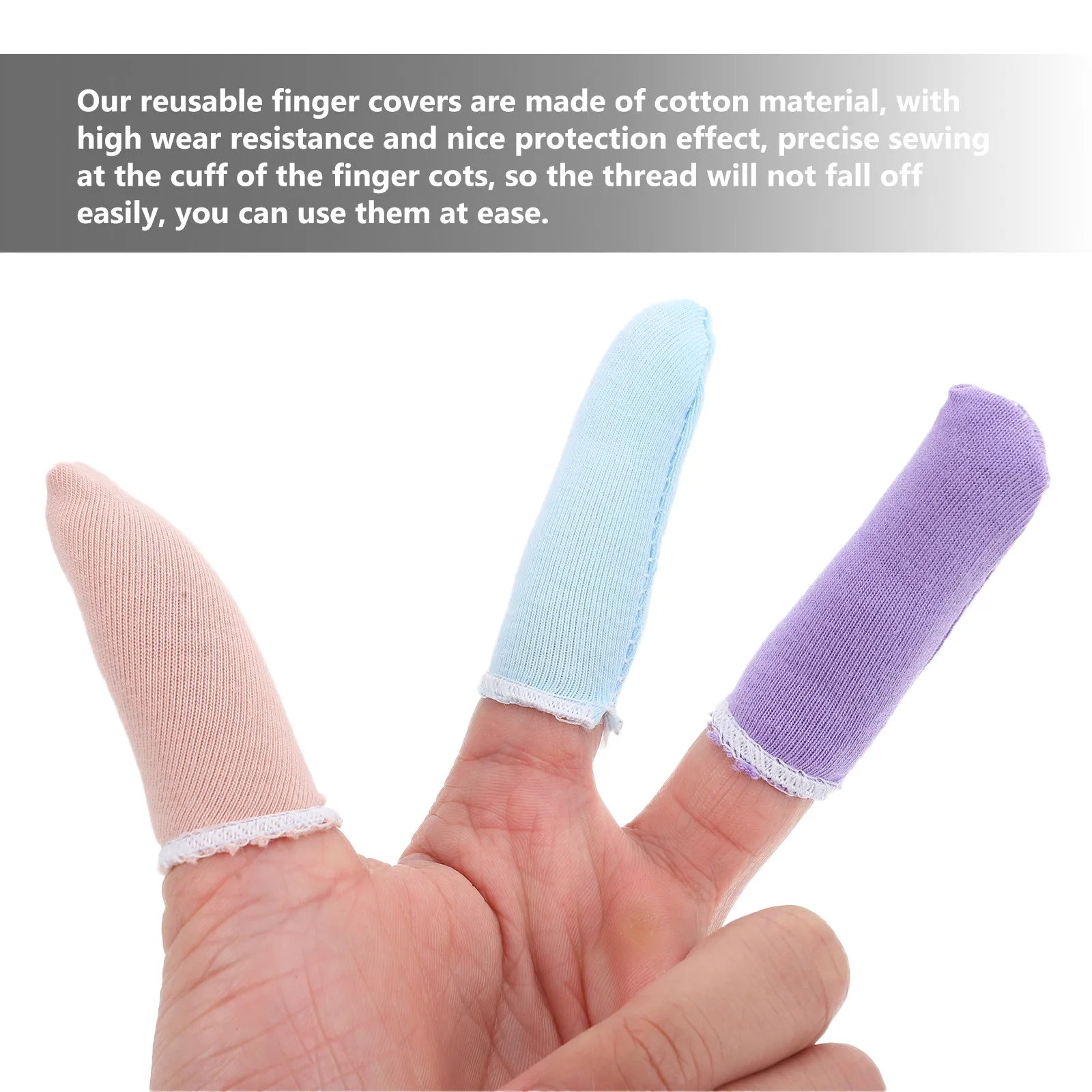 100Pcs Protective Finger Covers Cotton Finger Protectors Breathable Wear Resistant Gloves for Working Craft Gardening
