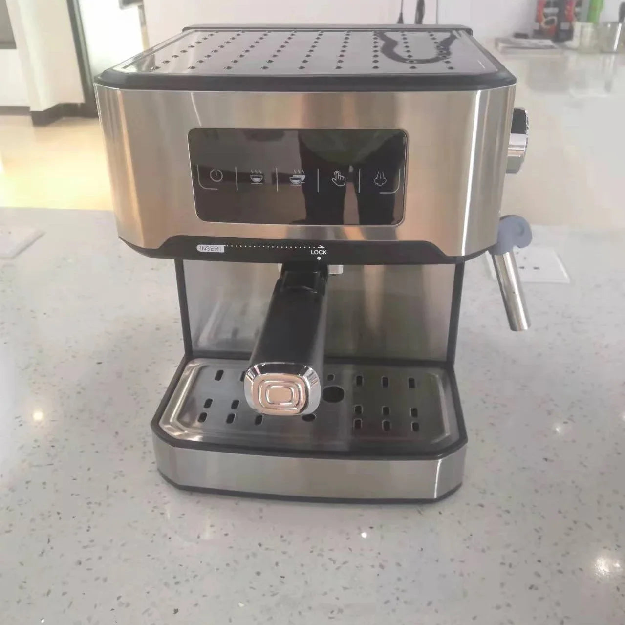 19bar Stainless Steel Semi-Automatic Espresso Coffee Machine Electric Powered Household Cappuccino Latte Maker
