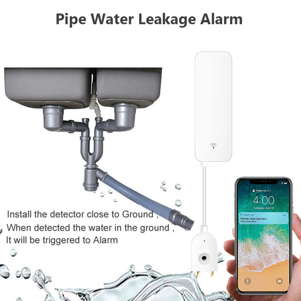 Tuya WiFi Zigbee Smart Water Leak Sensor Liquid Leakage Alarm Devices Overflow Level Detector Flood Protection Support SmartLife