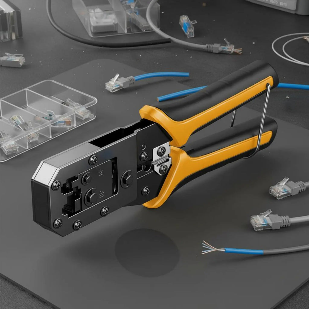 Crimping Tool Multi-Functional Network Wire Crimper Wire Crimper and Insulation Remover Ergonomic Handle