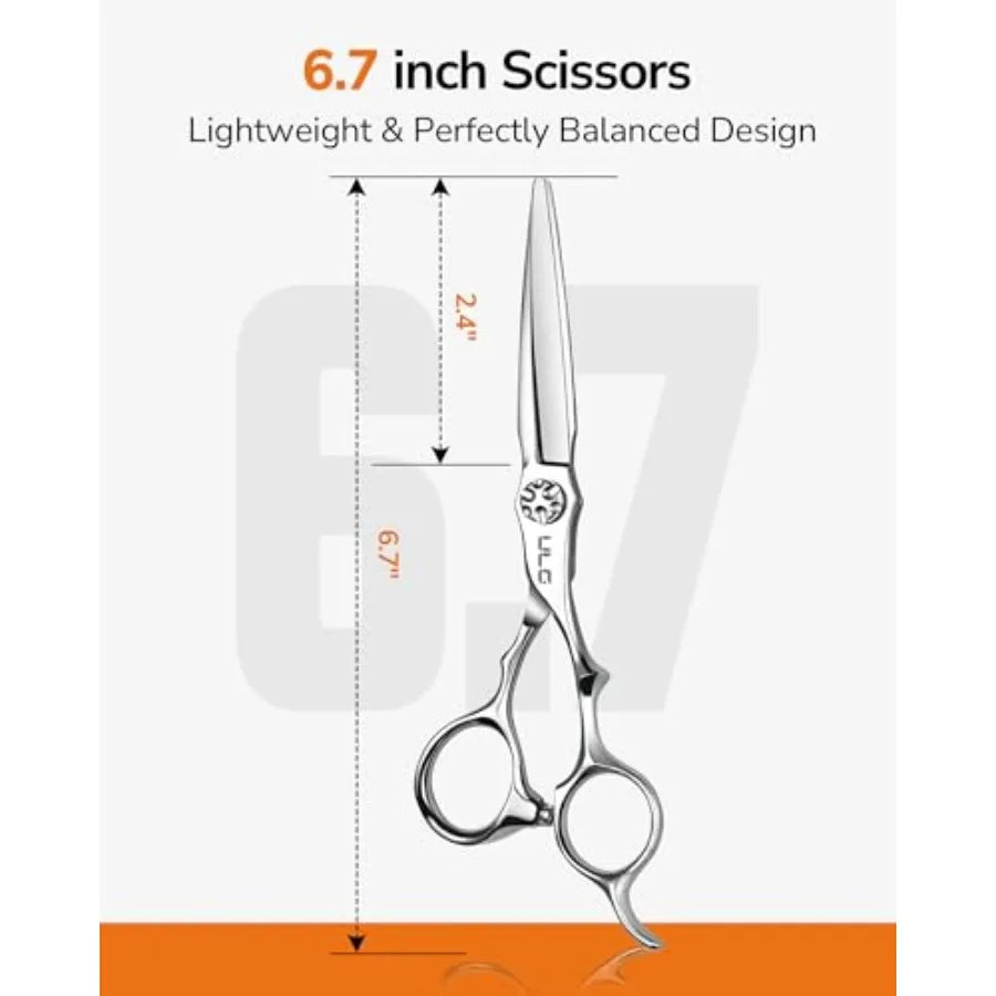 Professional Hair Cutting Scissors 6.7", Japanese 440C Stainless Steel, Barber Shears with Adjustable Tension Screw, Ergonomic