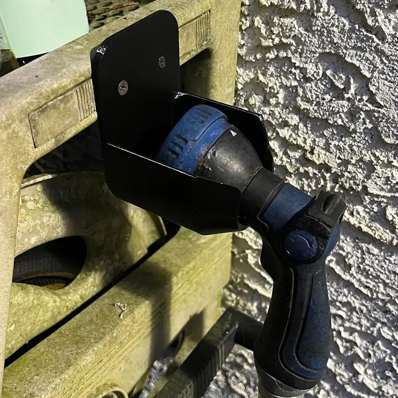 Metal Garden Hose Nozzle Wall Mount Bracket With Screws Leak Hole for Heavy Duty Outdoor Watering Organization