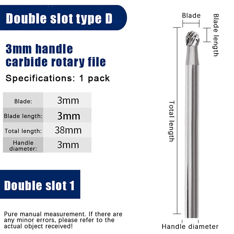 1PCS Tungsten Carbide Rotary File Hard Alloy Rotary Bur Drill Bit 3mm Shank Engraving Cutter Grinding Head For Metal And Plastic