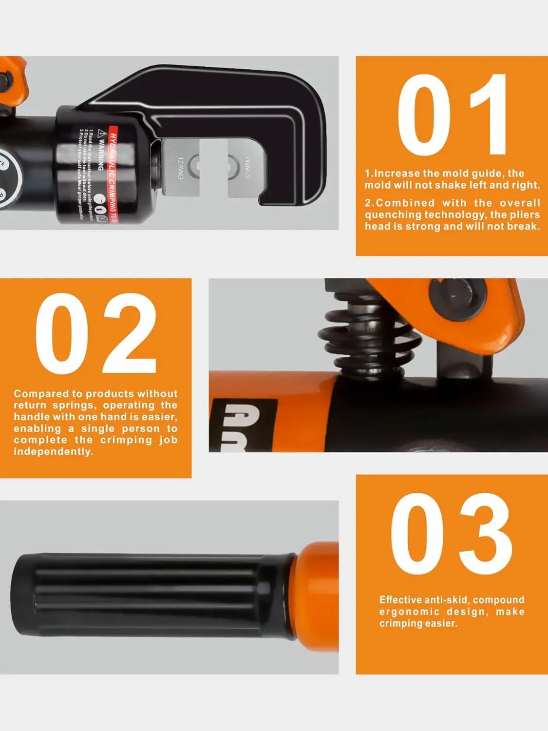 1/8" Hydraulic Hand Crimper Tool for Stainless Steel Cable Railing Fittings, 8 Ton Swaging Tool with Cable Cutter