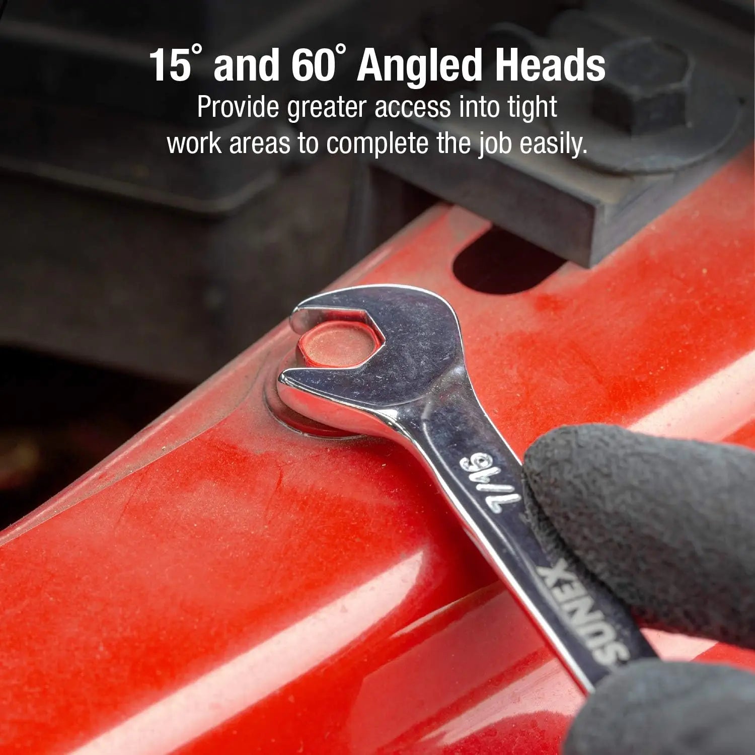 14 Piece Angle Head SAE Wrench Set, Full Polish, Anti-Slip V-Groove Design