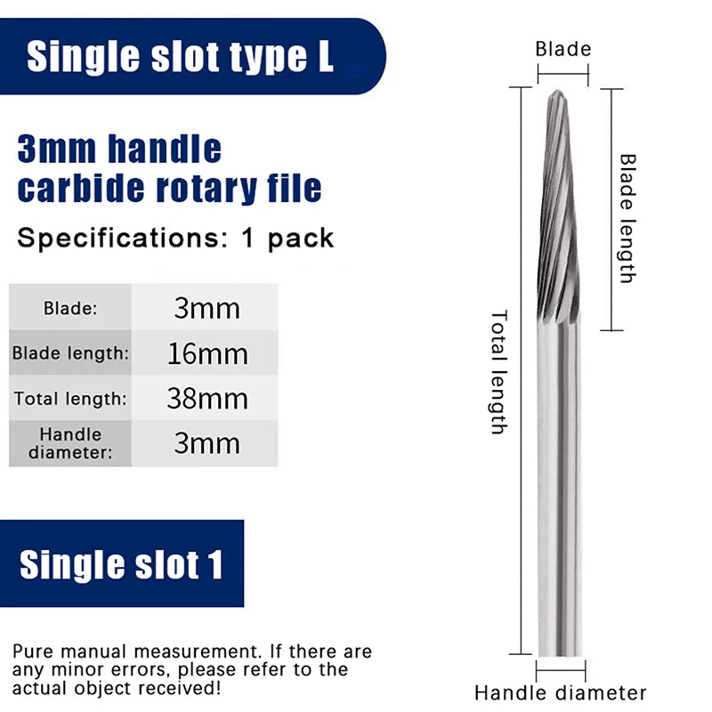 1PCS Tungsten Carbide Rotary File Hard Alloy Rotary Bur Drill Bit 3mm Shank Engraving Cutter Grinding Head For Metal And Plastic